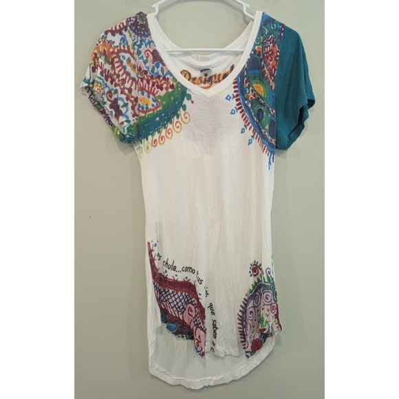 Desigual White Viscose Short Sleeve Shirt Size Small - Picture 5 of 5